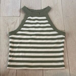 Striped Green and White Women's Top